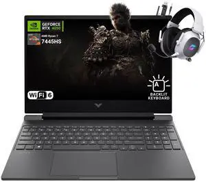 HP Victus 15.6" FHD 144Hz Gaming Laptop - AMD Ryzen 7 7445HS, 16GB RAM, NVIDIA RTX 4050 GPU, 512GB SSD, Backlit Keyboard,  Wi-Fi 6E, Bundle with Mytrix Accessorie, Mica Silver, Windows 11