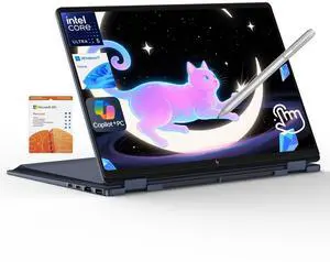 HP Omnibook X Flip 2 in 1 14 2K Touchscreen Laptop, Convertible Laptop 16GB DDR5 RAM 512GB SSD, Intel Core Ultra 5, Intel Arc 130V GPU, Thunderbolt 4, Windows 11, Office 365 with Microsoft Pen