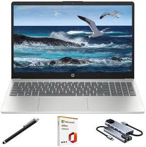 HP 15.6 inch Touchscreen Laptop Computer, 10-Core Intel Core 5 120U, 15.6" FHD IPS Display, 32GB RAM, 2TB SSD, Copilot AI, Privacy Camera, 2019 Office Lifetime+Stylus Pen+USB Hub, Windows 11 Pro