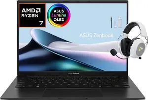 ASUS Zenbook 14 OLED Laptop, 14" WUXGA Touchscreen Display, AMD Ryzen 7-8840HS, 16GB LPDDR5X RAM, 512GB Gen 4 SSD, Copilot AI, WiFi 6E, Thunderbolt 4, w/Mytrix Accessory, Win 11 Home - Jade Black