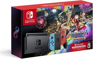 Nintendo Switch - Neon Blue/Neon Red Joy-Con + Mario Kart 8 Deluxe (Download) + 3month Nintendo Switch Online membership - Black/Neon Blue/Neon Red