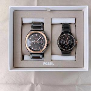 Fossil BQ2645SET His and Her Multifunction Black Stainless Steel Watch