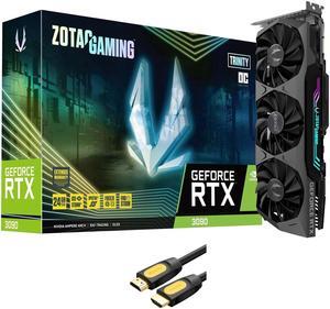 ZOTAC Gaming GeForce RTX 3090 Trinity OC Graphics Card 24GB GDDR6X 384-bit PCIE 4.0, IceStorm 2.0 Advanced Cooling, Spectra 2.0 RGB Lighting, 3x DisplayPort 1.4a, 1x HDMI 2.1 w/ Mt HDMI Cable