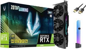 ZOTAC Gaming GeForce RTX 3090 Trinity OC Graphics Card 24GB GDDR6X 384-bit PCIE 4.0, IceStorm 2.0 Advanced Cooling, 3x DisplayPort 1.4a, 1x HDMI 2.1 w/ Mt HDMI 2.1 Cable, Anti-Sag RGB Holder