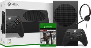 Microsoft Xbox Series S 1TB Black Console and Wireless Controller Bundle with Tomb Raider Definitive Edition Full Game and Mytrix Chat Headset