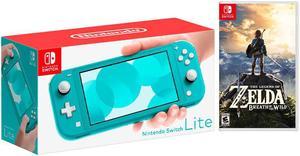 2019 New Nintendo Switch Lite Turquoise Bundle with The Legend of Zelda Breath of the Wild Game Disc  2019 Best Game