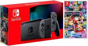 2019 New Nintendo Switch Gray JoyCon Improved Battery Life Console Bundle with Mario Kart 8 Deluxe NS Game Disc  2019 Best Game