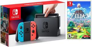 Nintendo Switch RedBlue JoyCon Console Bundle with The Legend of Zelda Links Awakening NS Game Disc  2019 New Game