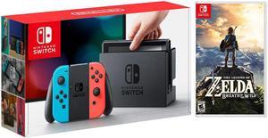 Nintendo Switch Red/Blue Joy-Con Console Bundle with The Legend of Zelda: Breath of the Wild Game Disc - 2019 Best Game!