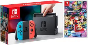 Nintendo Switch RedBlue JoyCon Console Bundle with Mario Kart 8 Deluxe NS Game Disc  2019 Best Game