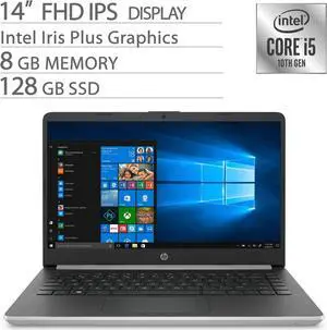 HP 14" FHD Home & Business Laptop 10th Gen Core i5-1035G4, 8GB RAM, 128GB SSD, 4 Core up to 3.70 GHz, Backlit, USB-C, Iris Plus Graphics, Bluetooth 5.0, HDMI 1.4b 4K Output, 1920x1080, Win 10 HP 14" FHD Home & Business Laptop 10th Gen Core i5-1035G4, 8GB RAM, 128GB SSD, 4 Core up to 3.70 GHz, Backlit, USB-C, Iris Plus Graphics, Bluetooth 5.0, HDMI 1.4b 4K Output, 1920x1080, Win 10