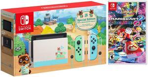 2020 New Nintendo Switch Animal Crossing New Horizons Edition Bundle with Mario Kart 8 Deluxe NS Game Disc  2019 Best Game