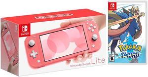 2020 New Nintendo Switch Lite Coral Bundle with Pokémon Sword NS Game Disc  2019 New Game
