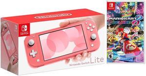 Nintendo Switch Lite Coral with Mario Kart 8 Deluxe, Mytrix 128GB