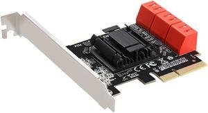 PCIe SATA iii Card, RIITOP 6 Port SATA 3.0 PCI-e Expansion Card Adapter Converter ASM1166 Chipset Support SATA 6G AHCI SPAN (Only support PCIe x4 or above)