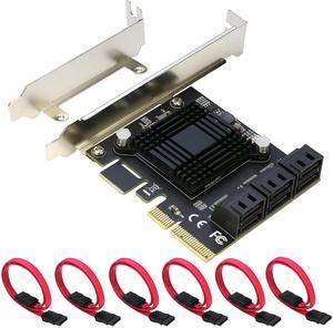 PCIe SATA Card 6 Port, RIITOP PCI-e x4 to SATA3 6Gbps Expansion Controller with ASM1166 Chipset Non-Raid, Support 6 SATA 3.0 Devices for Desktop PC (NOT support boot system!)