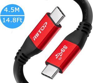 USB C to USB C Fast Charging Cable 15Ft, RIITOP USB 3.1 Gen 2 10Gbps Type C Cable with E-Marker Chipset, PD Charging 96W(20V 5A),Compatible with Gaming Box, Digital Camera, Oculus Quest 2 Link