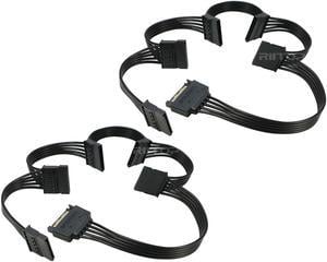 SATA Power Cable Splitter Adpater 600mm (2Pack), RIITOP 5x 15pin Serial ATA Power Cable Splitter 1 to 5, Black