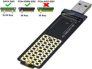 NVMe to USB Adapter, RIITOP M.2 SSD to USB 3.1 Type-A Reader Compatible with Both M Key PCIe NVMe SSD & NGFF (B+M Key) SATA SSD