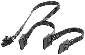 SATA Power Cable for Corsair PSUs, 6 Pin to 3X 15 Pin SATA Hard Drive Power Adapter Splitter for BTC Mining Riser Card 15.7-in(40cm)