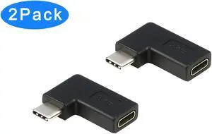 USB C Extension Adapter 2Pack, 90 Degree USB C Type C Male to Female Adapter, Right & Left Angled 90 Degree USB-C USB 3.1 Type-C Extension Adapter for Laptop & Tablet & Mobile Phone