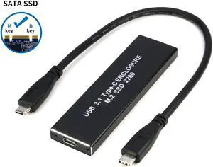 SATA Based M.2 NGFF SSD to USB C Type C 3.1 Adapter Enclosure Case for M.2 NGFF 2280 B+M Key SATA Channel SSD with Cable (No SSD) SATA Based M.2 NGFF SSD to USB C Type C 3.1 Adapter Enclosure Case for M.2 NGFF 2280 B+M Key SATA Channel SSD with Cable (No SSD)