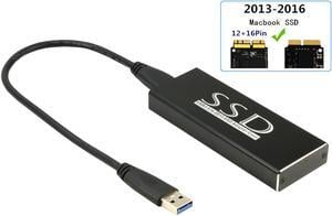 USB 3.0 SSD Enclosure for 2013 2014 2015 Apple MacBook Air Pro Retina SSD Adapter with Cable, USB External Reader for (2013-2017 Year) A1465 A1466 A1398 A1502 SSD (12+16 pin)