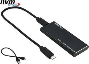 NVME to USB Enclosure Adapter, RIITOP M Key M.2 NVMe PCIe SSD to USB Type C with Aluminum Case in Black (Come with 2 Cables: C-A, C-C) NVME to USB Enclosure Adapter, RIITOP M Key M.2 NVMe PCIe SSD to USB Type C with Aluminum Case in Black (Come with 2 Cables: C-A, C-C)