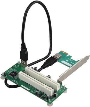 PCIe to PCI Adapter, RIITOP PCI-e Express to 2x PCI Expansion Card Converter Riser Extender with USB 3.0 (2Ft) Cable