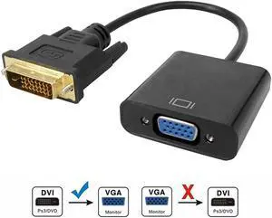 RIITOP DVI to VGA Adapter Converter 1080p, 24+1 DVI-D to VGA Male to Female Video Cable Adapter Converter 1920x1080 Gold Plated in Black RIITOP DVI to VGA Adapter Converter 1080p, 24+1 DVI-D to VGA Male to Female Video Cable Adapter Converter 1920x1080 Gold Plated in Black