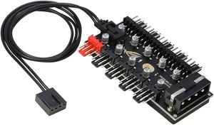 RIITOP PWM Fan Hub 1 to 10 Fans Conotroller Splitter Adapter with Molex 4pin Power Supply Port for 3 pin 4 pin CPU Case Chasis Cooling Fan