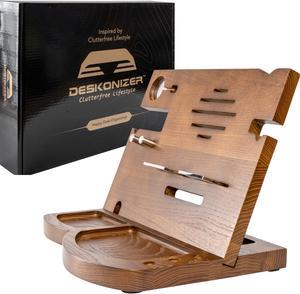 DESKONIZER MOTHER'S DAY GIFT FATHER'S DAY GIFT: Ultimate Organizer, Finest Hardwood Wooden Phone Docking & Charging Stand, Hand-Crafted Nightstand Docking Station Father's Day Gift Desk Organizer