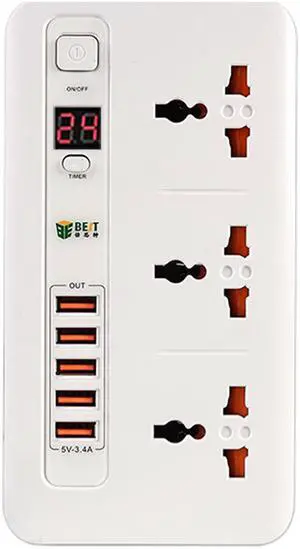 BST-04 Smart Power Strip with 5 USB Socket Plug Timer Switch Extension Homekit Work - White