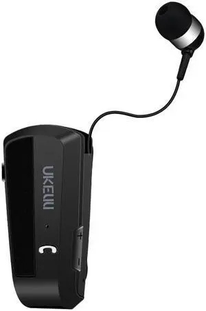 UKELILI UK-100 Wireless Bluetooth V4.0 Headset In-Ear Vibrating Alert Wear Clip Hands Free Earphone For phones (Black)