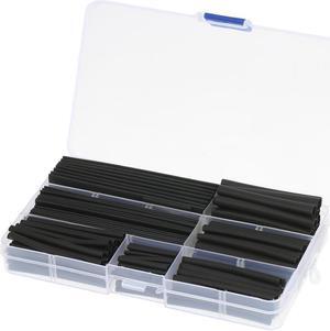 150pcs Black Shrinkable Tube Polyolefin Halogen-Free Heat Shrink Tubing Sleeving Wrap Wire Cable Sleeve Kit Shrink Ratio 2:1 8