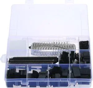 1450Pcs 2.54mm Jumper Wire Pin Header Connector Housing Kit Male Female Crimp Pins Electronic Components with Clear Plastic Case