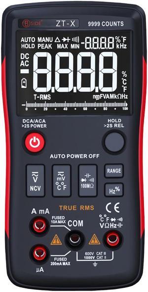 ZT-X True-RMS Digital Multimeter Button 9999 Counts With Analog Bar Graph AC/DC Voltage Ammeter Current Ohm Auto/Manual BSIDE