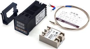 REX-C100FK02-V*DN Intelligent Temperature Controller SSR Output + SSR-25 DA + M6 1M Cable 3Pcs Set