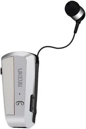 UKELILI UK-100 Wireless Bluetooth V4.0 Headset In-Ear Vibrating Alert Wear Clip Hands Free Earphone For phones (White)