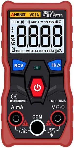 ANENG V01A Digital Multimeter Automatic True-RMS intelligent NCV 4000 Counts AC/DC Voltage Current Ohm Test Tool - Red