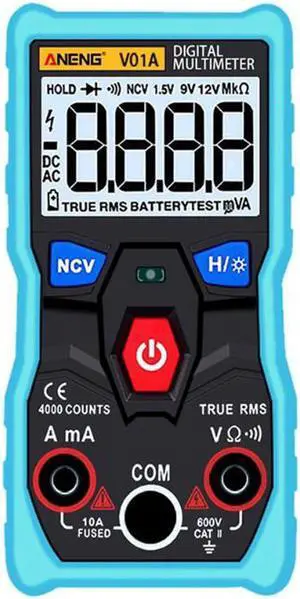 ANENG V01A Digital Multimeter Automatic True-RMS intelligent NCV 4000 Counts AC/DC Voltage Current Ohm Test Tool - Blue