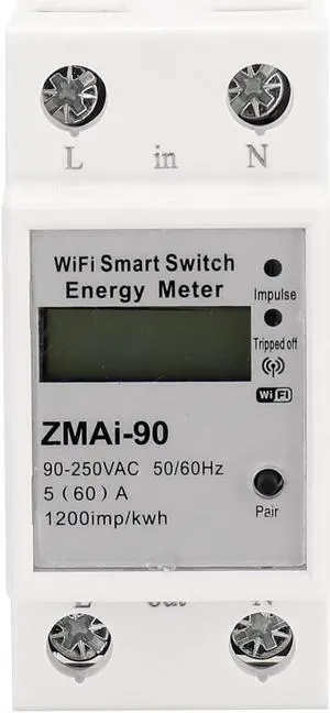 Single Phase Din Rail Wifi Intelligent Energy Meter Power Consumption Kwh Meter Wattmeter Support Smartlife/Tuya App Works