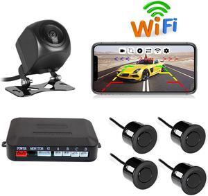 4pcs Wireless Backup Camera HD WIFI Car Auto Vehicle Reverse Backup Radar System for(12V) Car SUV MPV WiFi Backup Camera with Night Vision IP67 Waterproof LCD Wireless Reversing Monit