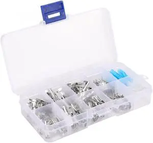 90 Pcs Cable Connector Tin Plated Brass 6.3mm Cable Connector Kit Electric Wire Crimp Terminal Assortment Kit