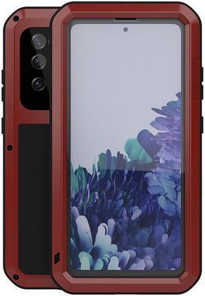 LOVE MEI Shock Dirt Proof Water Resistant Metal Armor Cover Phone Case for Samsung GALAXY S20 Fe - Red