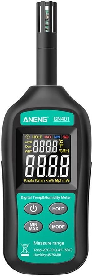 ANENG GN401 Handheld Digital Thermometer Hygrometer Intelligent Non-contact Temperature Humidity Meter Industrial Agricultural Household Thermo-hygrometer Indoor and Outdoor Temperature Gauge Humidity