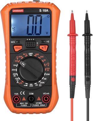 SANMART S18A Mini Handheld Digital Multimeter 2000 Counts Manual Range True RMS Universal Tester