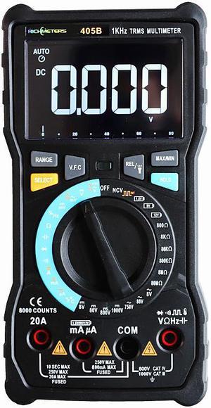 405B True-RMS 20A Digital Multimeter 8000 Counts AC/DC Voltage Current Ohm Temperature Auto/Manual Square Wave