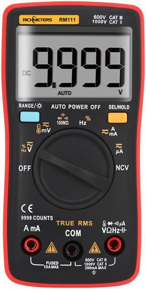RM111 Digital Multimeter Auto Range 9999 Counts 100M Ohm Temperature AC/DC Voltage Ammeter Current Meter Tester True Rms