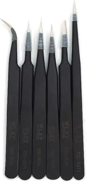 Stainless Steel Tweezers Set Precision Anti Static Tweezers for BGA Work Repair Tools Kit ESD-10,11,12,13,14,15